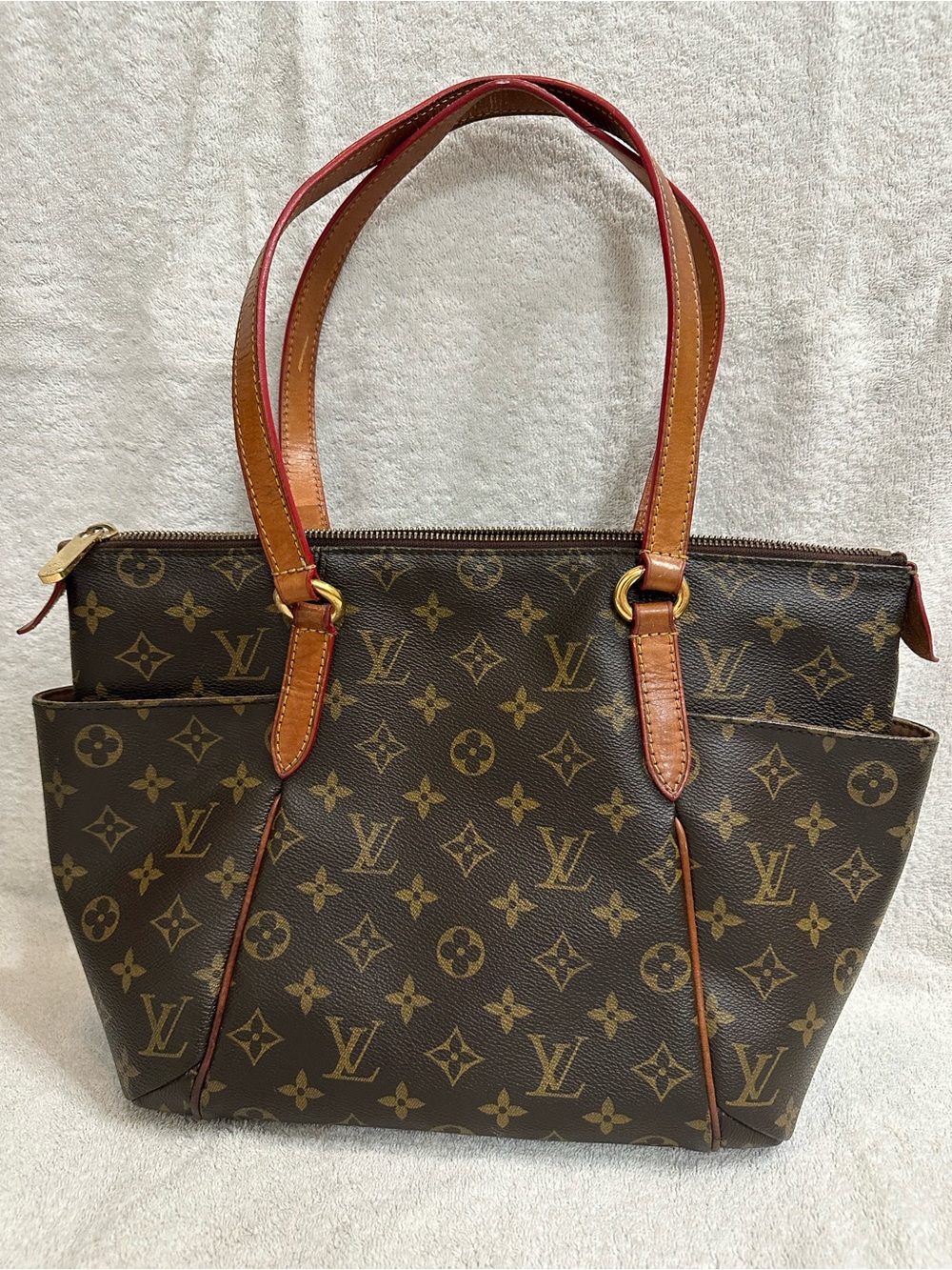 Louis Vuitton Monogram Canvas Totally MM Tote with Red-Trimmed Straps